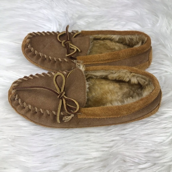 l.l. Bean Youth Moccasin Slippers Unisex Brown 3 - Picture 2 of 8